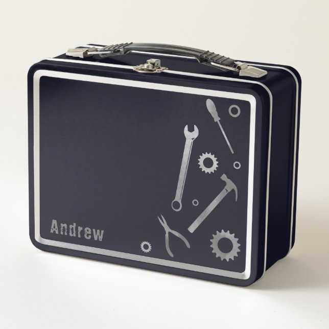 Werkzeugmaschinen Vater Mechanische Metalldose Metall Brotdose (Vorderseite)