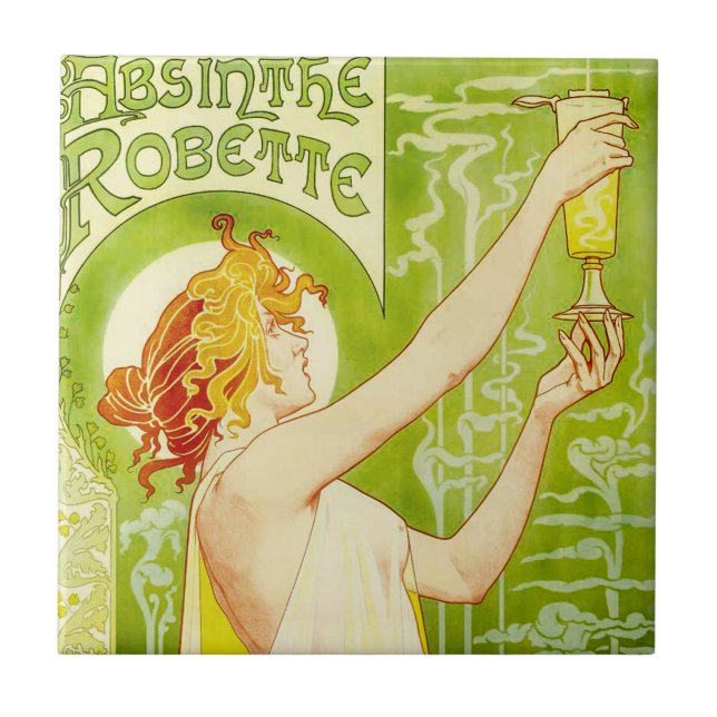 Wermut Alphonse Mucha Robette Fliese (Vorderseite)
