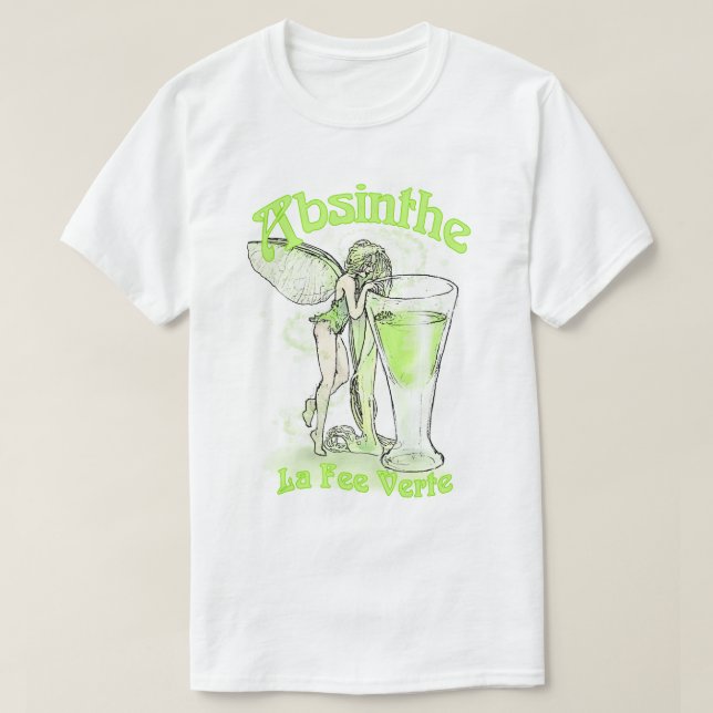 Wermut-La-Gebühr Verte Fee mit Glas T-Shirt (Design vorne)