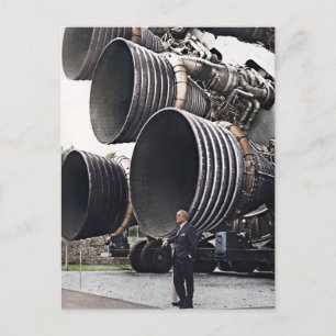 Wernher von Braun und Saturn V Postkarte