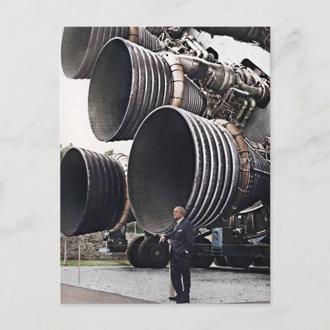 Wernher von Braun und Saturn V Postkarte (Vorderseite)