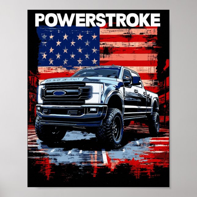 Werstroke Single Cab Lastwagen Amerikanische Flagg Poster (Vorne)