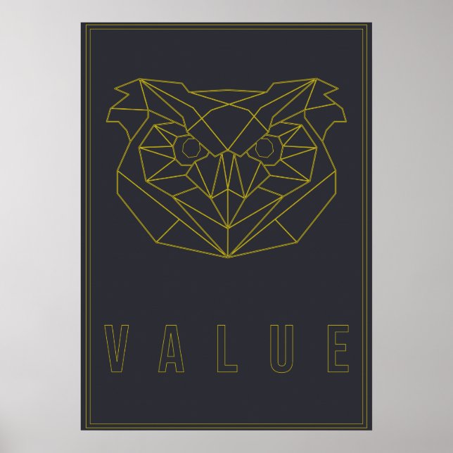 Wert des Gelben Origami-Uhus aus Selbstpflege-Post Poster (Vorne)