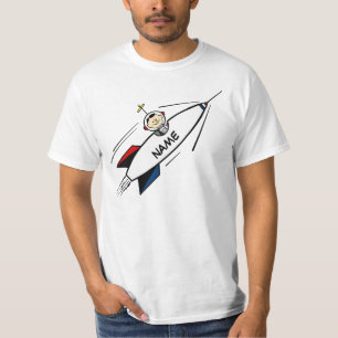 Wert-T-Shirt, Rocket-Mann-Cartoon, Namensschablone T-Shirt