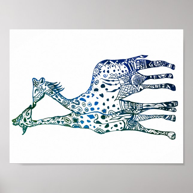 Werteposter Paper The Giraffes Kiss Art Zeichnend Poster (Vorne)