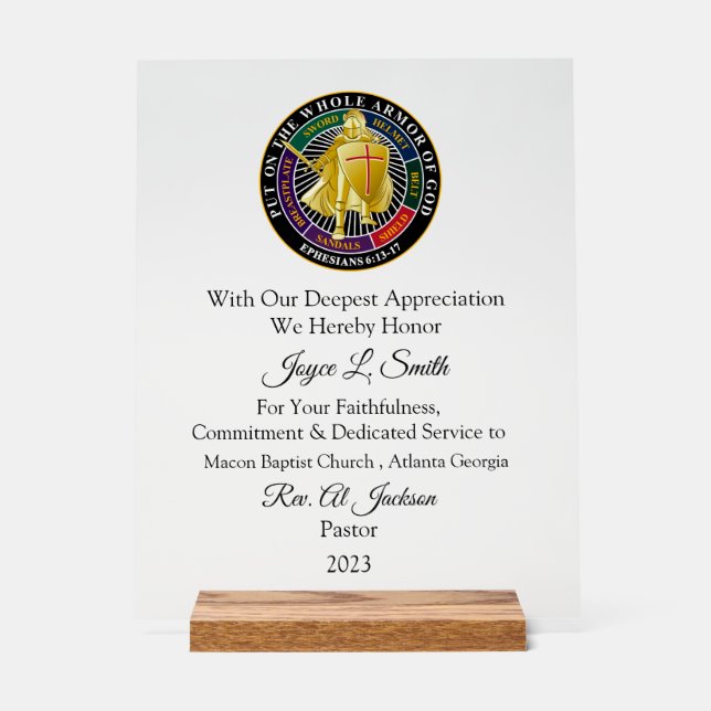 Wertschätzung der Kirche Acrylschild (Vorderseite)