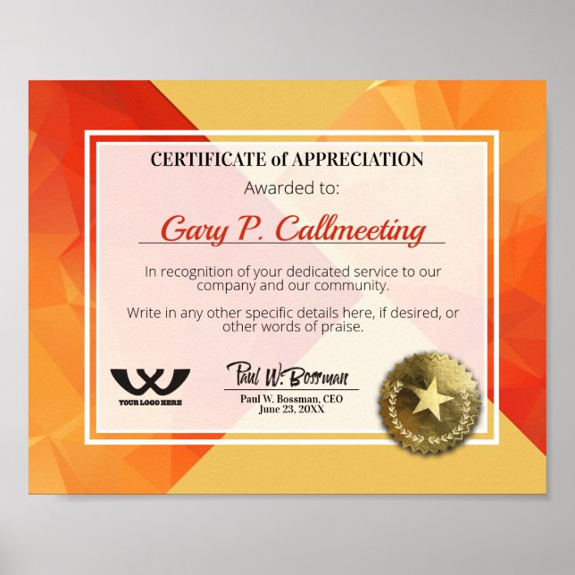 Wertschätzung ehrenamtlicher Mitarbeiterpos Poster (Vorne)