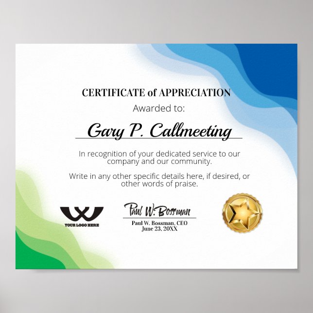 Wertschätzung ehrenamtlicher Mitarbeiterpos Poster (Vorne)