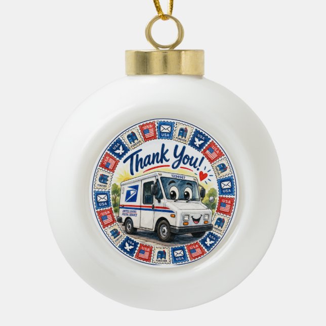 Wertschätzung für Postmitarbeiter Keramik Kugel-Ornament (Vorderseite)