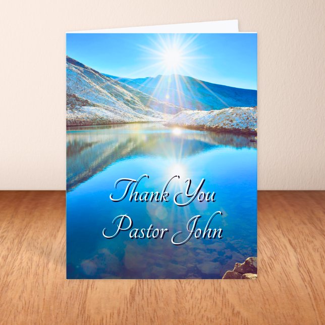 Wertschätzung von Blauem Sonnenaufgang im Norden Dankeskarte (North Lake Blue Sunrise Pastor Appreciation Thank You Card
)