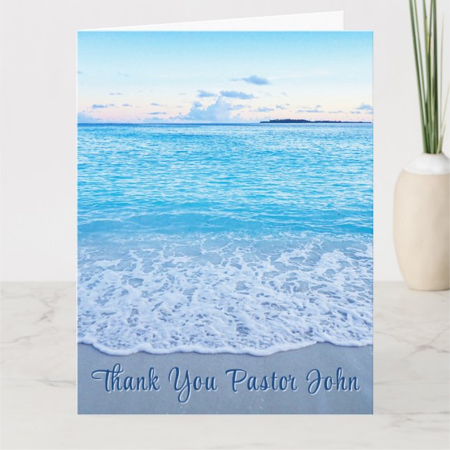 Wertschätzung von Ocean Blue Beach Pastor Dankeskarte (Vorderseite)