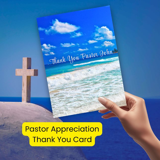 Wertschätzung von "Ocean Blue Waves" Dankeskarte (Ocean Blue Waves Pastor Appreciation Thank You Card)