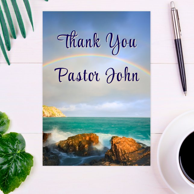 Wertschätzung von Ozeanregenbogen-Pastoren Danke K (Ocean Rainbow Pastor Appreciation Thank You Card
)