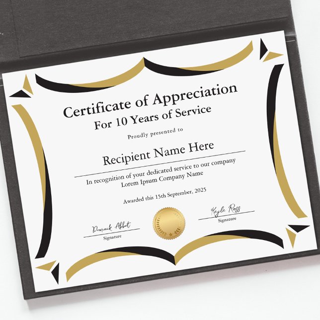 Wertungsbescheinigung für Dienstjahre (Certificate of Appreciation for Years of Service)