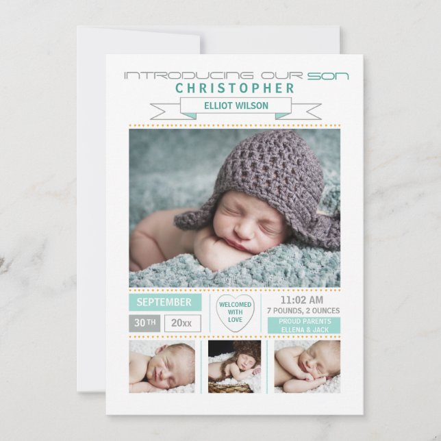 Wertvoll Anreise Foto Geburtsankündigung Ankündigung (Vorderseite)