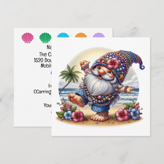 Wertvoll Beach Gnome - Themeneinladung Einladung (Vorne/Hinten)