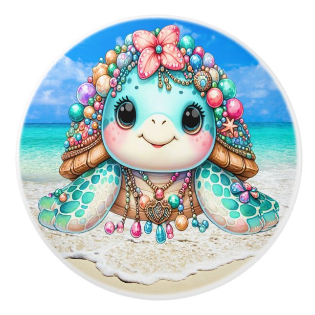 Wertvoll Bling Baby Turtles - Mehr unterwegs - Keramikknauf (Vorderseite)