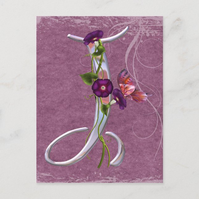 Wertvoll Butterfly Initial J Postkarte (Vorderseite)