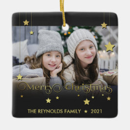 Wertvoll Gold Frohe Weihnachtsstars Keramikornament