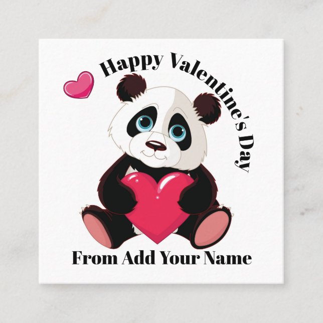 Wertvoll Panda Valentine - sehen Sie zurück! Quadratische Visitenkarte (Vorderseite)