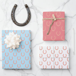 Wertvoll Pink Horseshoes Baby Shower Cowgirl Geschenkpapier Set