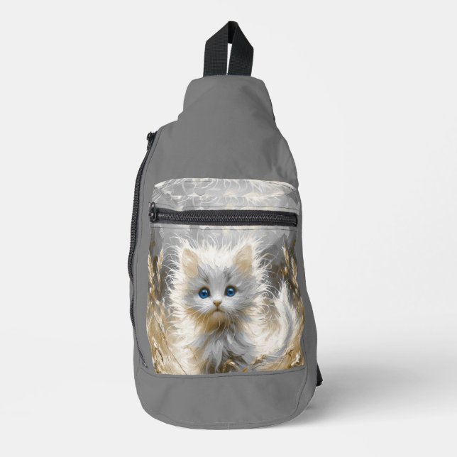 Wertvoll White Kitten Crossbody Bag (Vorderseite)