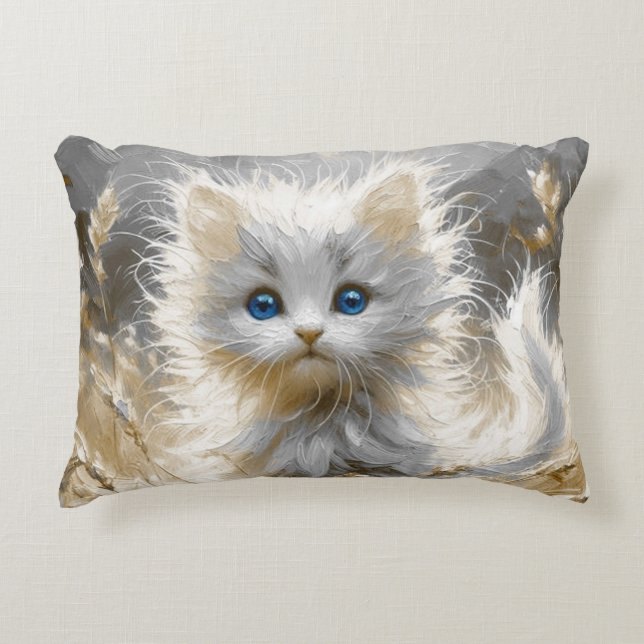 Wertvoll White Kitten Dekokissen (Vorderseite)