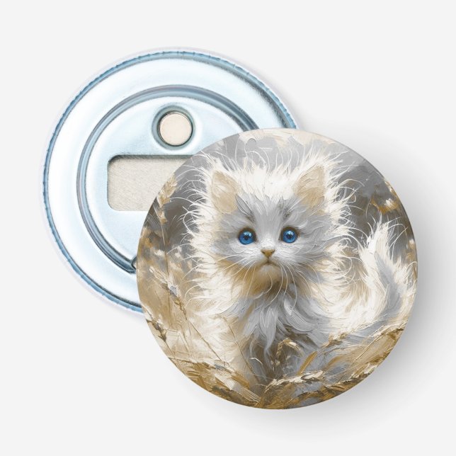 Wertvoll White Kitten Flaschenöffner (Vorderseite)