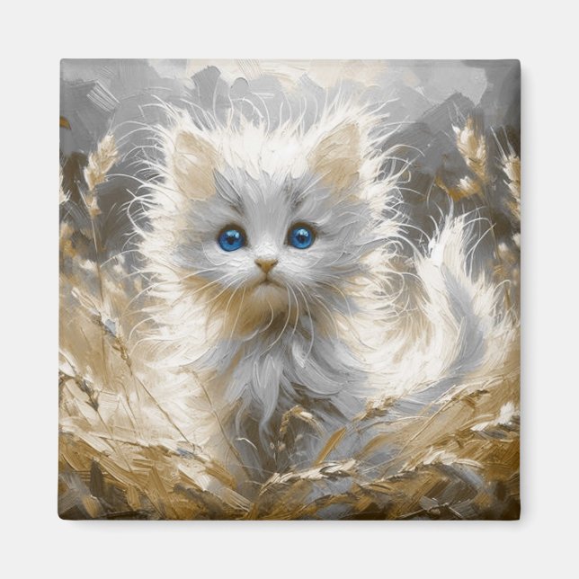 Wertvoll White Kitten Magnet (Vorne)