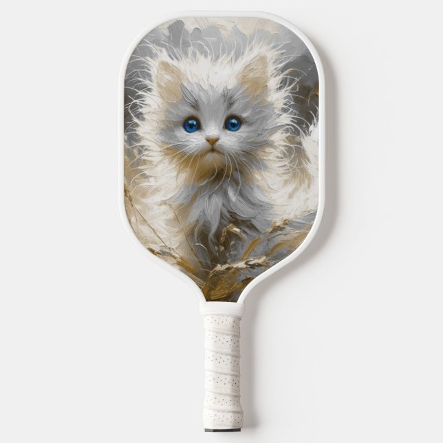 Wertvoll White Kitten Pickleball Schläger (Vorderseite)