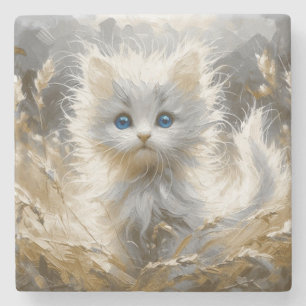 Wertvoll White Kitten Steinuntersetzer