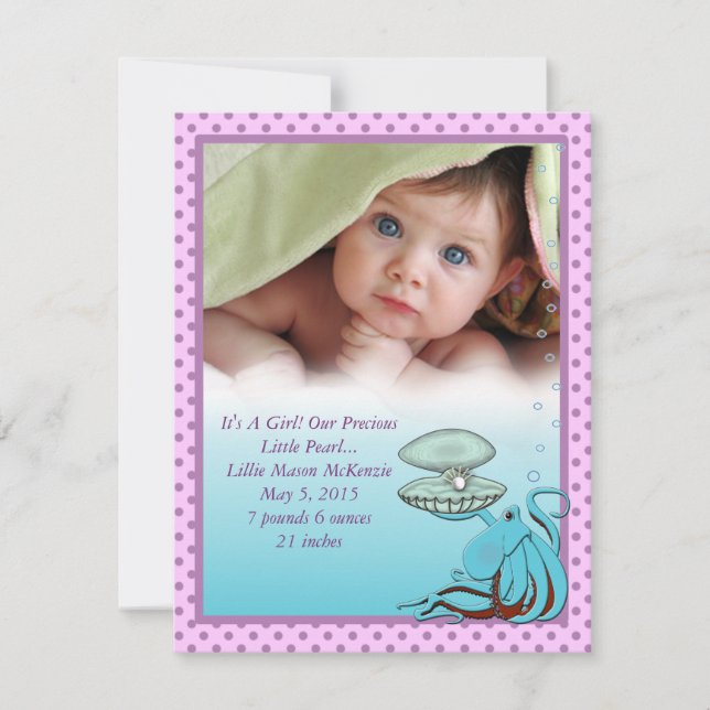Wertvolle Ankündigung von Pearl Baby Girl (Vorderseite)