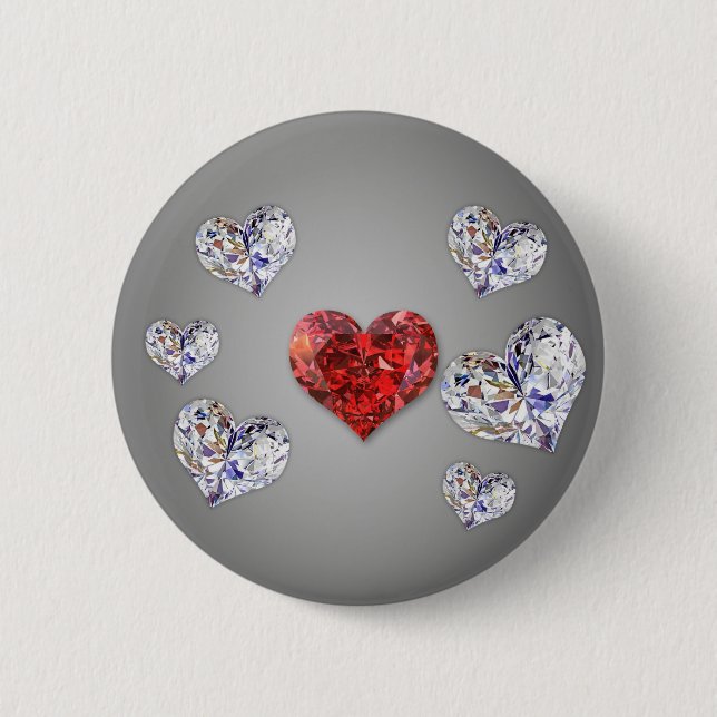 Wertvolle Elegant Diamond Hearts Button (Vorderseite)