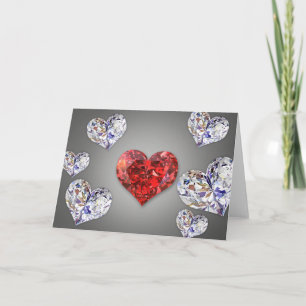 Wertvolle Elegant Diamond Hearts Karte