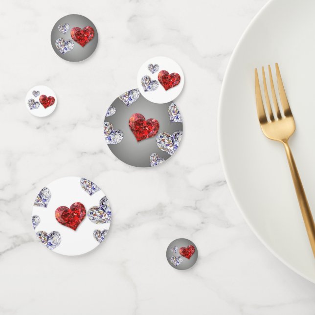 Wertvolle Elegant Diamond Hearts Konfetti (Gruppe)