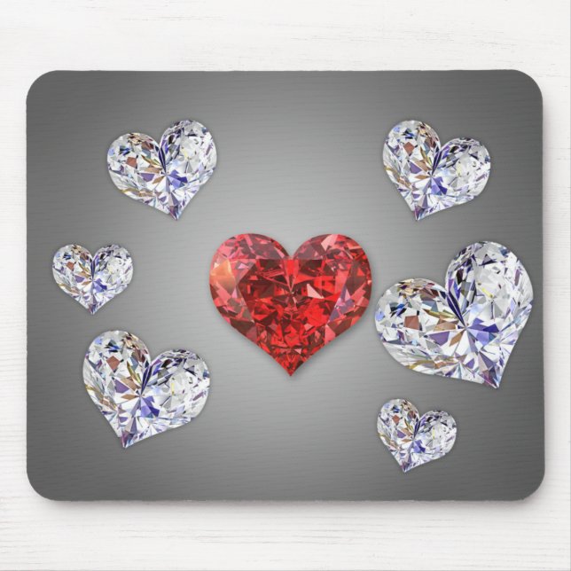 Wertvolle Elegant Diamond Hearts Mousepad (Vorne)
