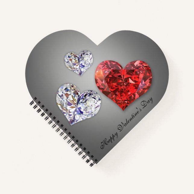 Wertvolle Elegant Diamond Hearts Notizbuch (Vorderseite)