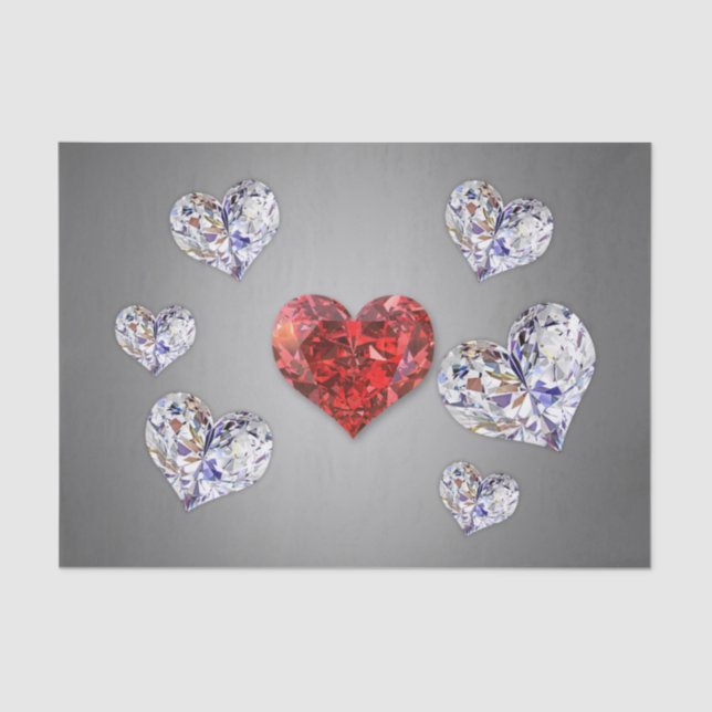 Wertvolle Elegant Diamond Hearts Seidenpapier (Vorderseite)