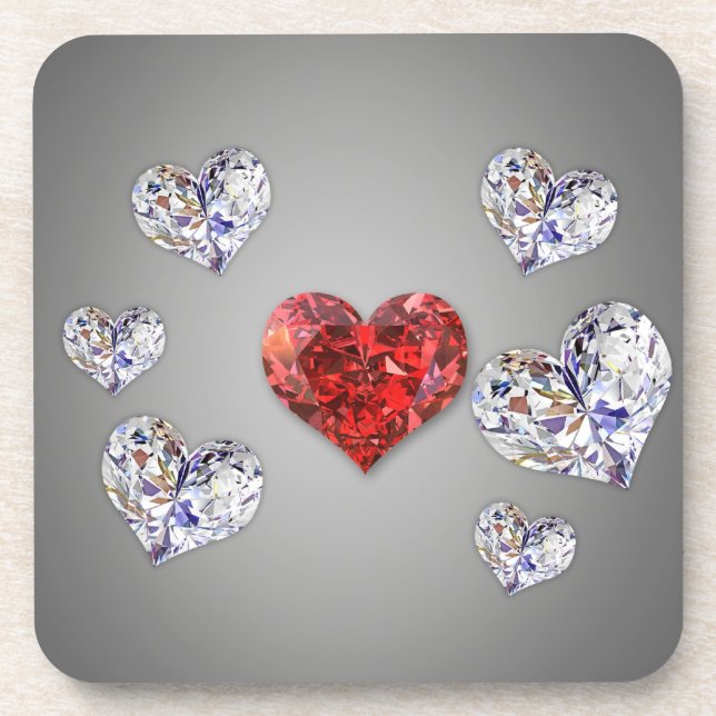 Wertvolle Elegant Diamond Hearts Untersetzer (Vorderseite)
