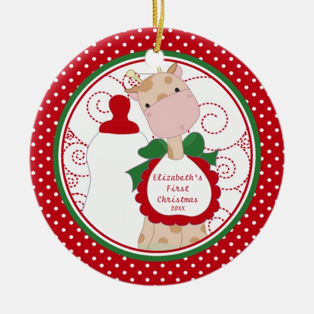 Wertvolle Giraffe Baby's First Christmas Ornament (Vorne)