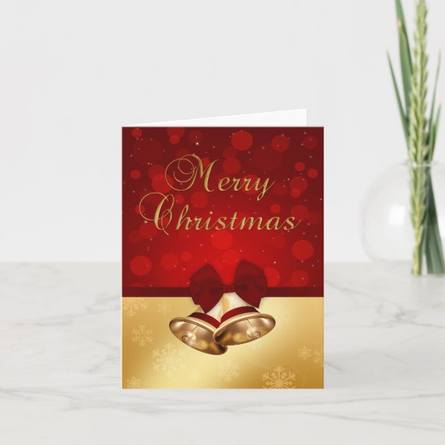 Wertvolle goldene Weihnachtsglocken Feiertagskarte (Vorderseite)