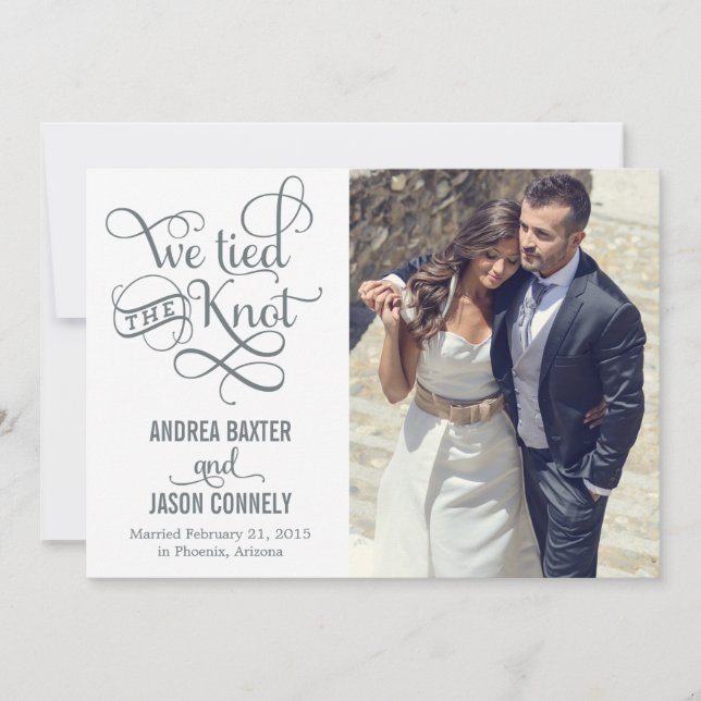 Wertvolle Hochzeitsankündigung von Knot - weiß Einladung (Vorderseite)