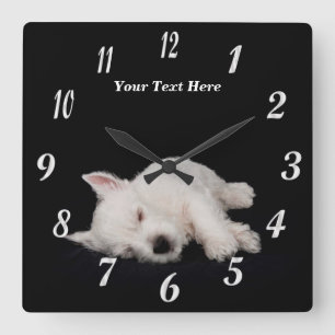Wertvolle Napping Westie Puppy Wall Clock Quadratische Wanduhr