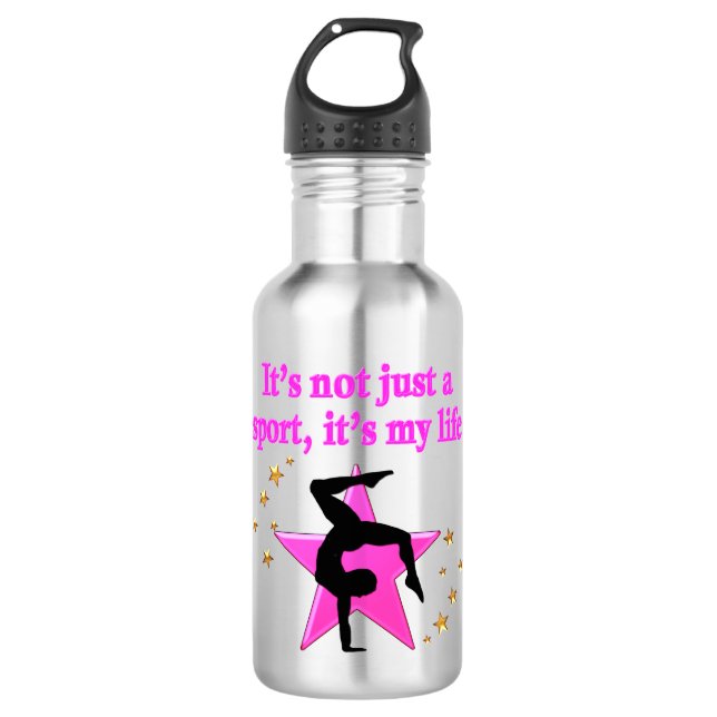 WERTVOLLE PINK STAR GYMNASTIK INSPIRATIONELLE QUOT TRINKFLASCHE (Vorderseite)