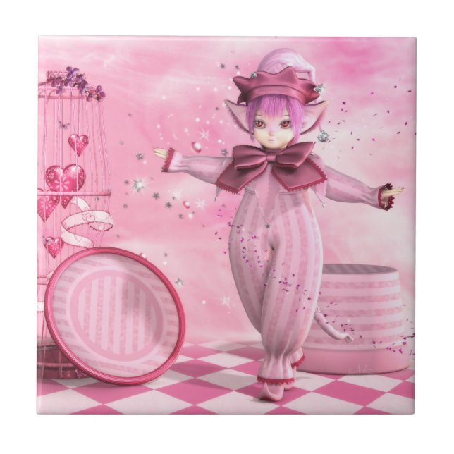 Wertvolle rosa Whimsy Keramik-Fliese Fliese (Vorderseite)