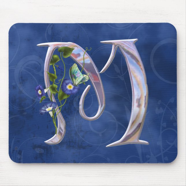 Wertvolle Schmetterlings-Initiale M Mousepad (Vorne)