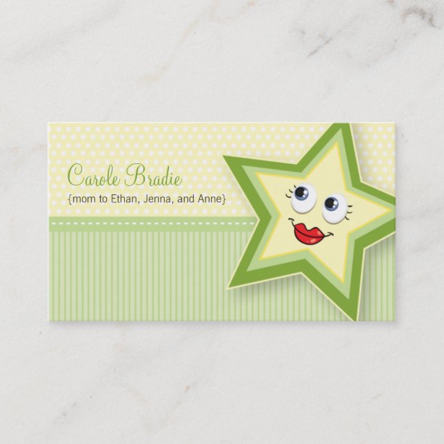 Wertvolle Star Mama Card Baby Green Business Card Telefonnummerkarte (Vorderseite)