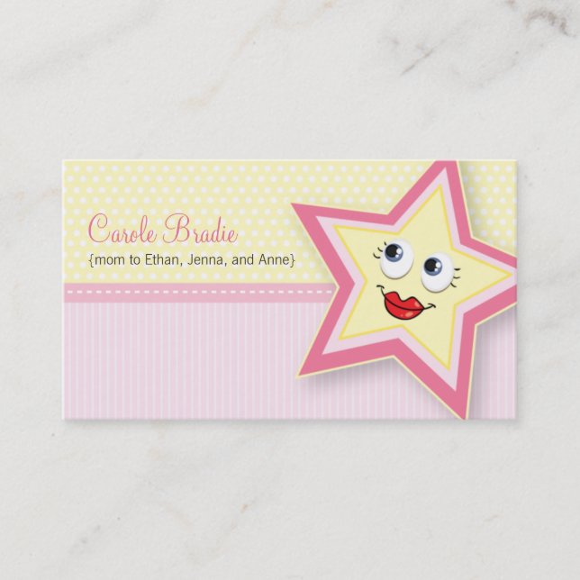 Wertvolle Star Mama Card Baby Pink Business Card Telefonnummerkarte (Vorderseite)