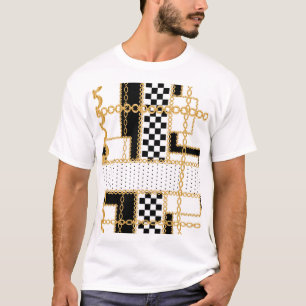 Wertvolle Steine, Goldketten, nahtlose Muster. T-Shirt
