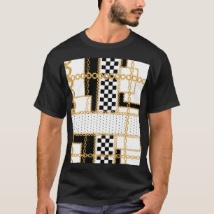 Wertvolle Steine, Goldketten, nahtlose Muster. T-Shirt